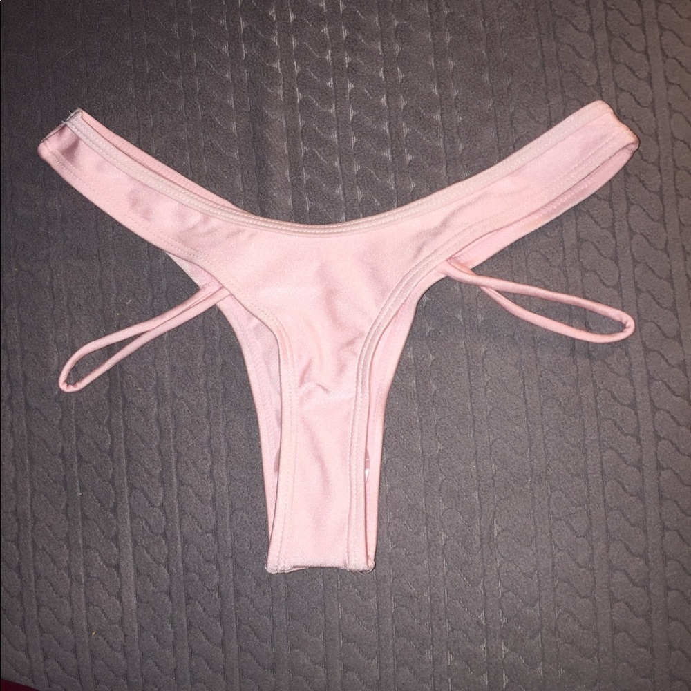 Pink Thong Strappy Bikini Bottoms